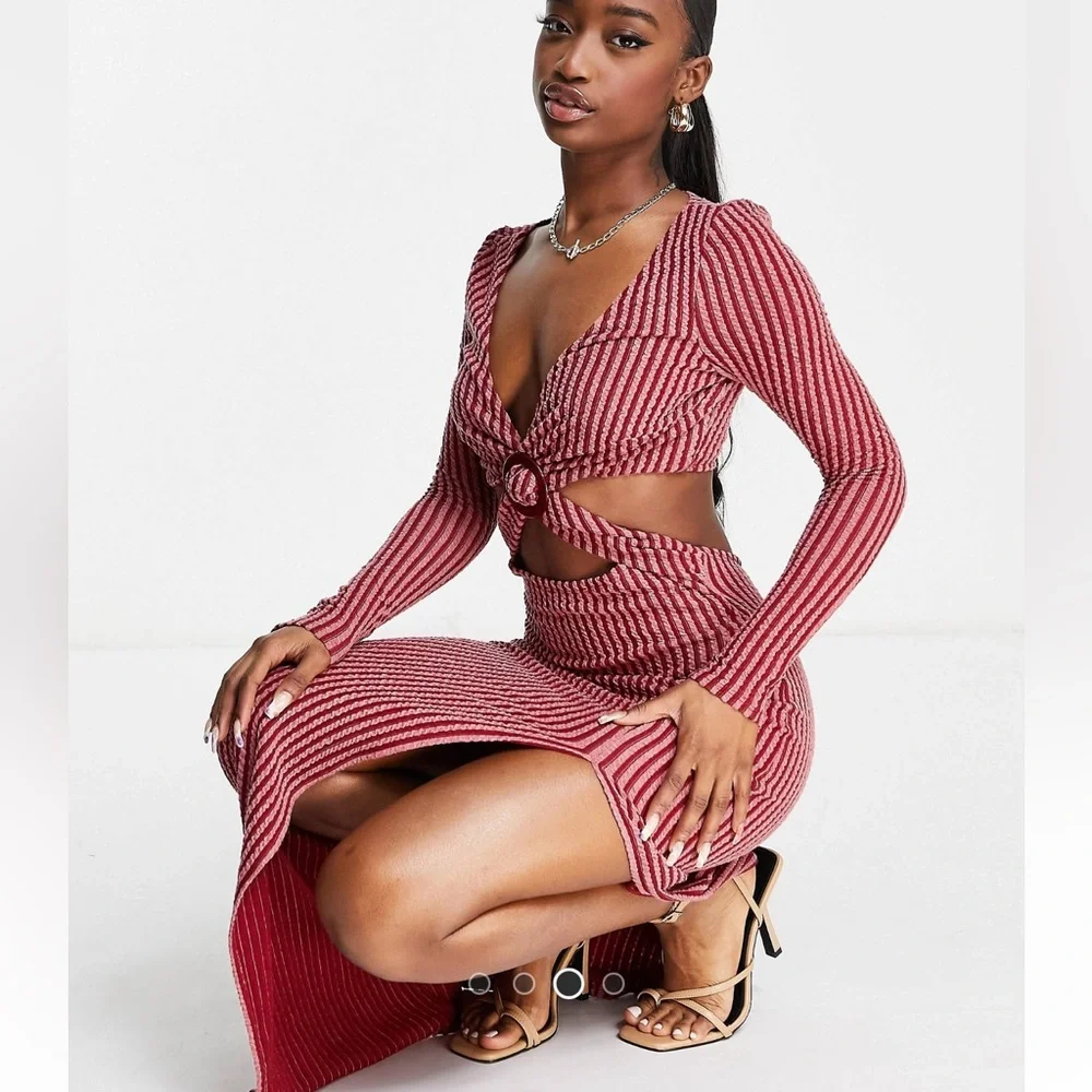 Long sleeve two toned maxi dress - Picture 3 of 8